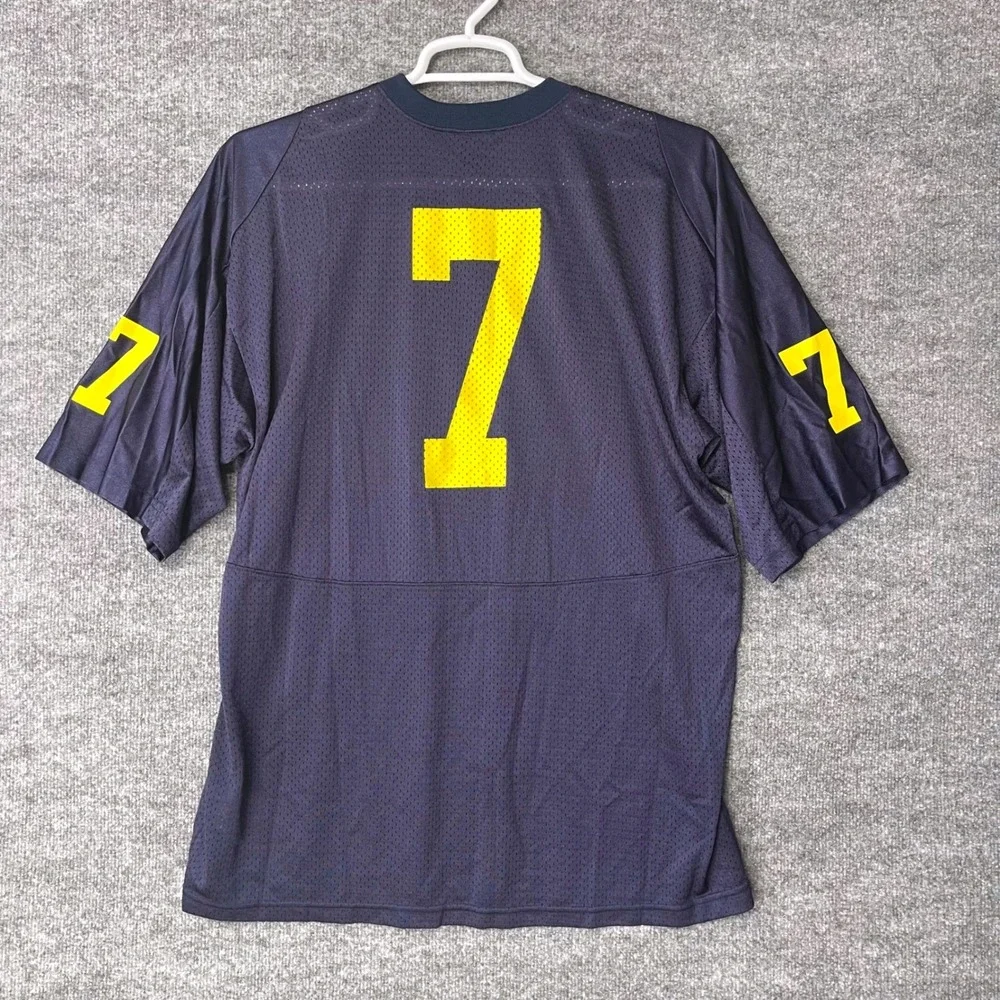 Vintage Nike Team Michigan Wolverines Jersey Mens XL Blue #7 Football Mesh Y2K